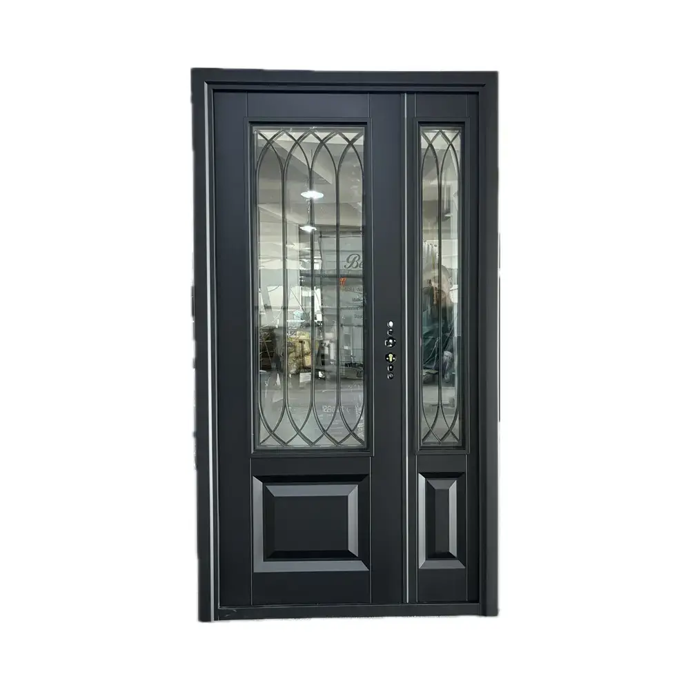 What are the characteristics of the glass security door?